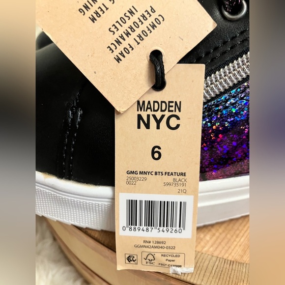 Madden NYC Kids Black and Purple Glitter Sneakers - Picture 9 of 11